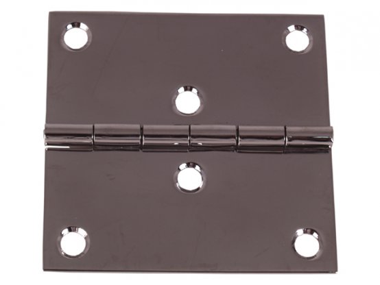 Charnière plate en acier inoxydable, L:77 mm, largeur ouverte:77 mm, 6 trous carrés