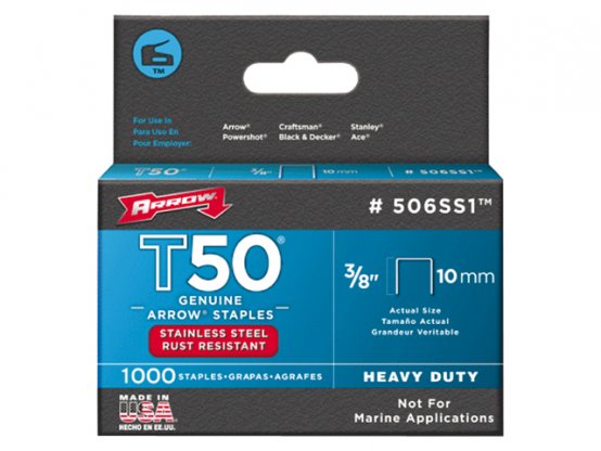 Agrafes T50 3/8" SS, paquet de 1000