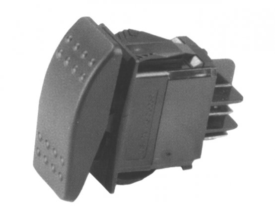 Rocker-Switch, DPDT (On)-Off-On Grey Blade 20A Cont