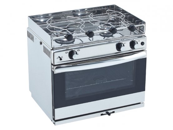 GRAND LARGE, Cuisinière 2 feux gaz inox, Allumage intégré, Avec Grill