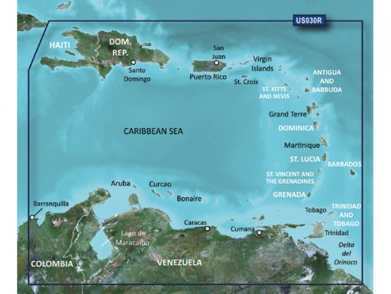 Cartes côtières des Caraïbes et du Sud-Est : BlueChart g3 Vision, VUS030R, microSD™/SD™