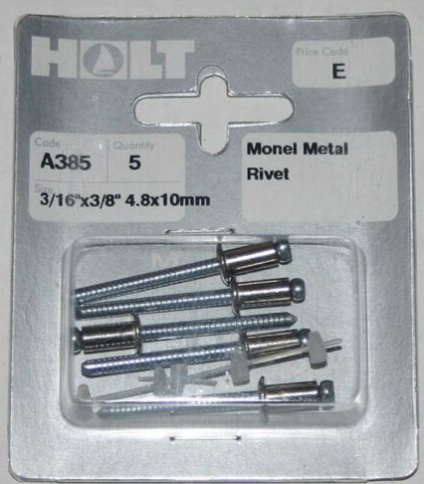 Rivet Pk, Monel Métal 3/16x3/8" 4,8x10 mm
