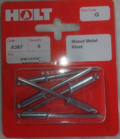 Rivet Pk, Monel Métal 3/16x11/16" 4,8x17