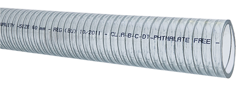 Hose, Clear Steel-Reinf 38mm 60PSI/23ºC