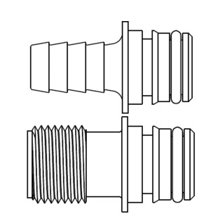 Raccord cannelé droit 1/2" 2-5 GpM