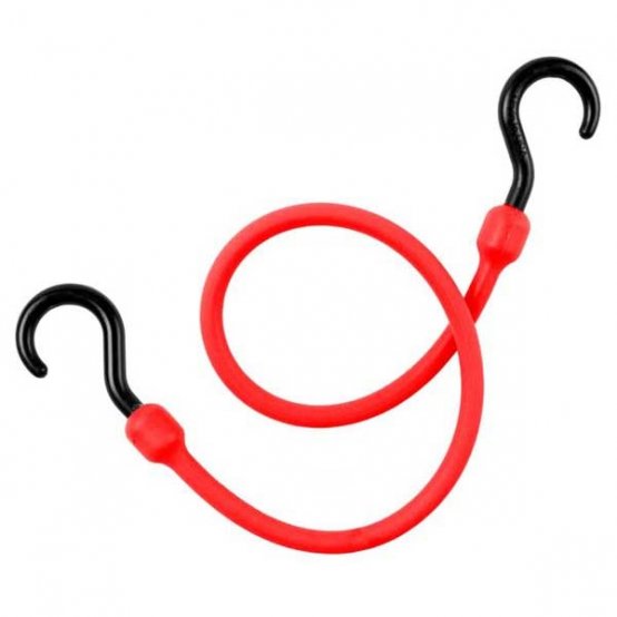 Bungee Cord, 24" with Nylon Ends Galvanized Hooks Red