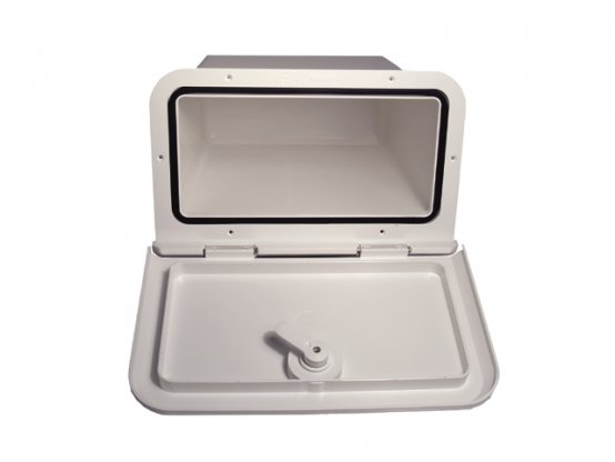 Box Hatch, f/VHF Wh Plast Oal Sz:180 x 2