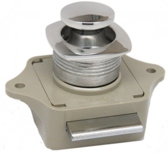 Latch Set, Push-Lock / Open Square Round Rim Stainless Steel