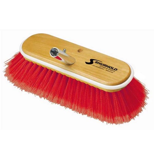 Brosse de pont, 10 pouces, grande brosse combinée à poils rouges souples/moyens avec embout mâle Shur-Lok
