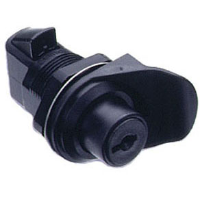 Loquet, verrouillage à bouton-poussoir avec languette inférieure noire