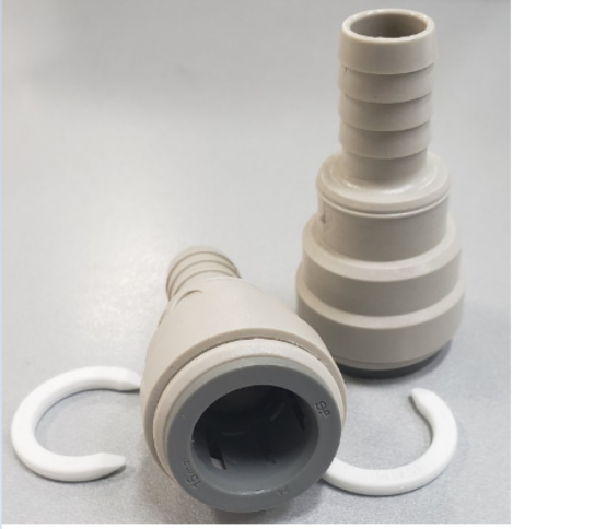 Adaptateur QuickFit : 15 mm vers embout cannelé 1/2" Plas